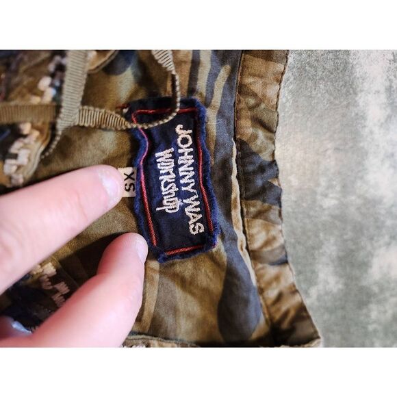 Johnny Was Ronnie Laceup Embroidered Camouflage Tunic Dress sz XS - Picture 4 of 5